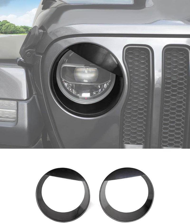 DSWSQ Birds Eyes Headlight Trim Cover for 2018-2024 + Jeep Wrangler JL Gladiator JT , Front Headlight Frame Trim Bezels Decor Headlamp Garnish Ring Surround Cover Trim for Jeep Exterior Accessories(Sport) - Image 1